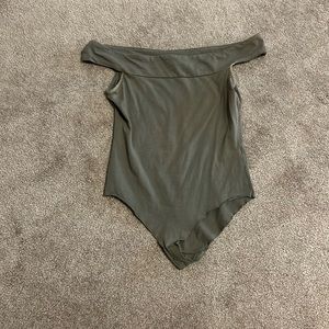 Off shoulder green one piece